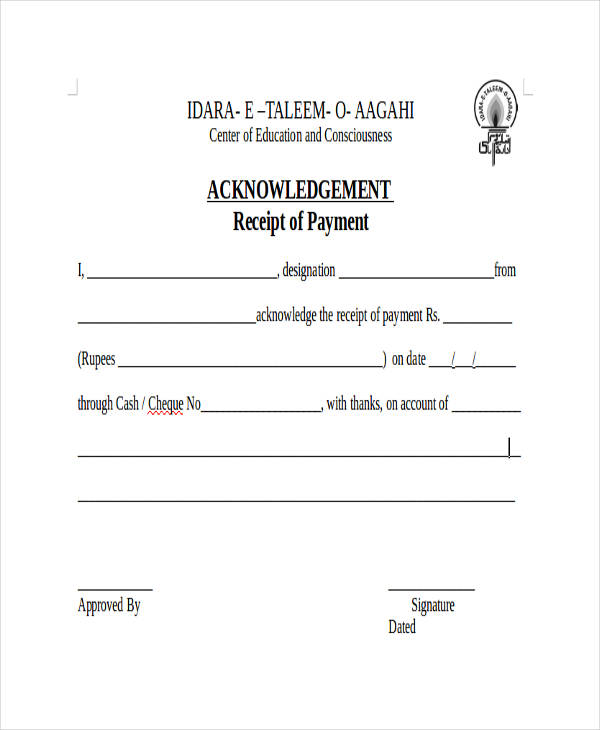 Samples Of Acknowledgement Receipt Acknowledge Receipt Order Template Templates At