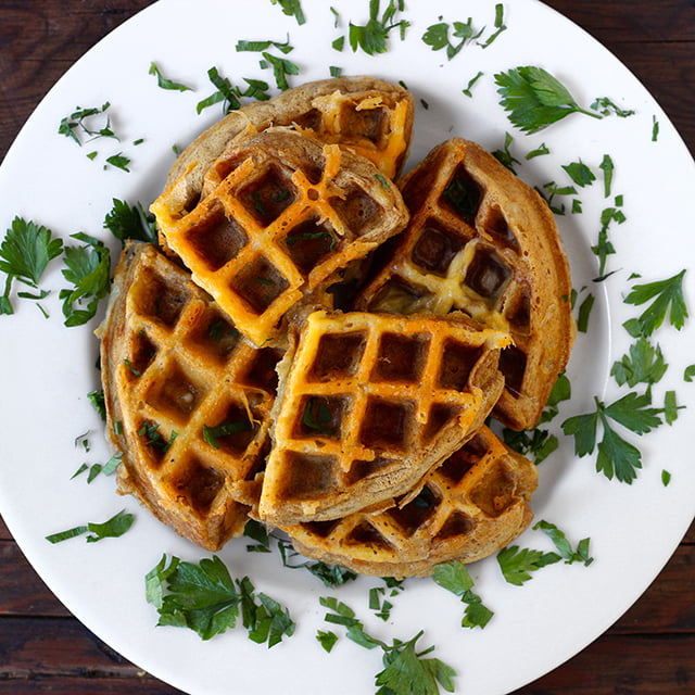 Savory Breakfast Waffles With Maple Cream Sauce