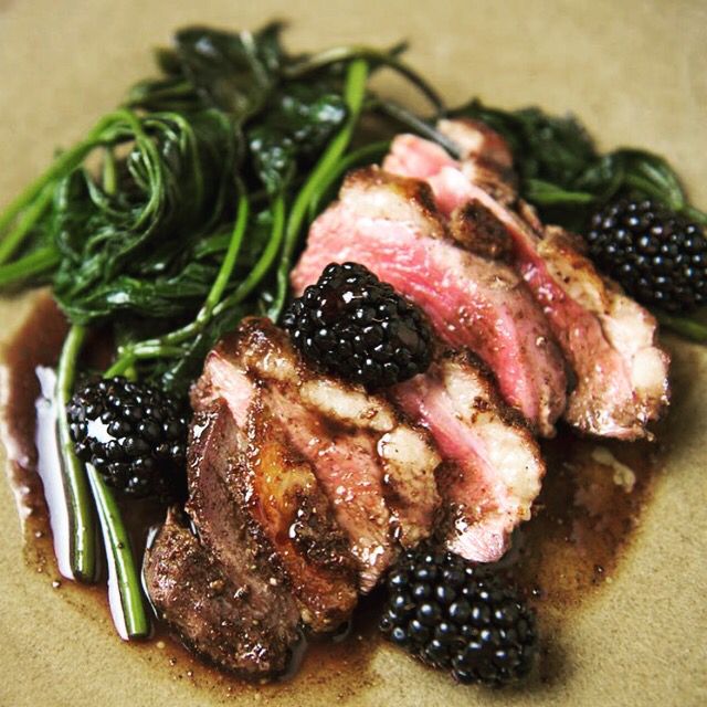 Savory Roast Muscovy Duck With Fresh Blackberries And Greens Yummee