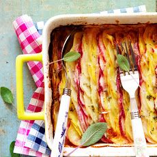 Scalloped Potatoes And Turnips Au Gratin Recipe With Onion And Sage