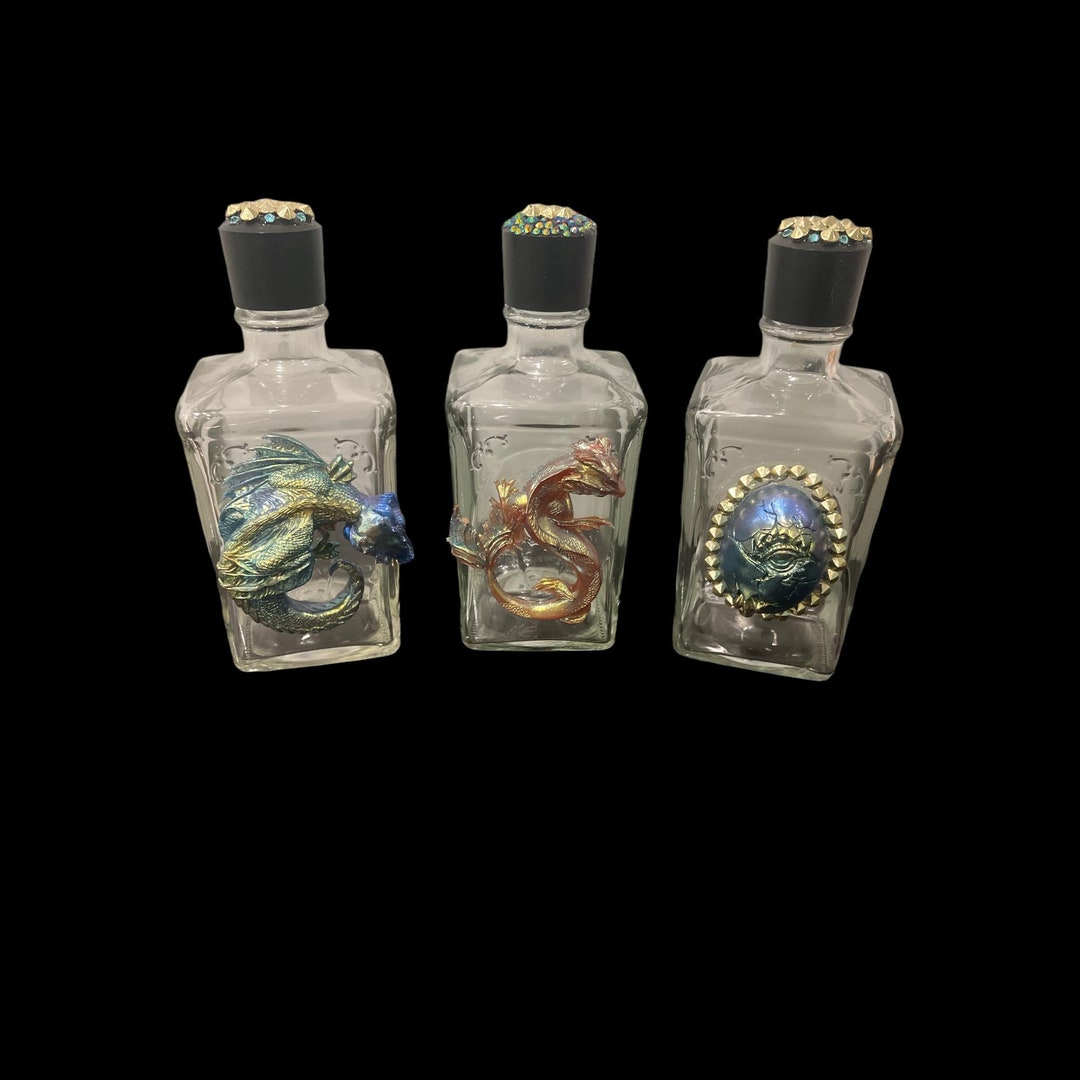 Set Of 3 Dragon Bottles Etsy