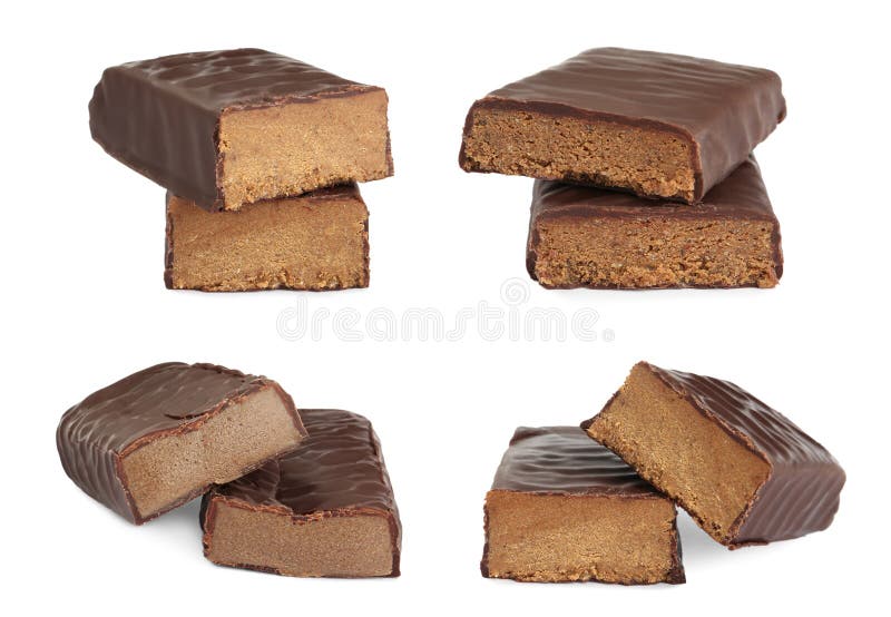 Set With Delicious Protein Bars On White Stock Photo Image Of Organic Lunch 225988384