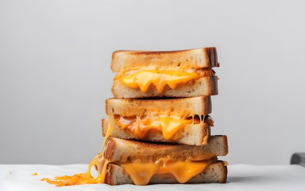 Several Ham And Cheese Sandwiches Stacked On Top Of Each Other In A Plastic Container