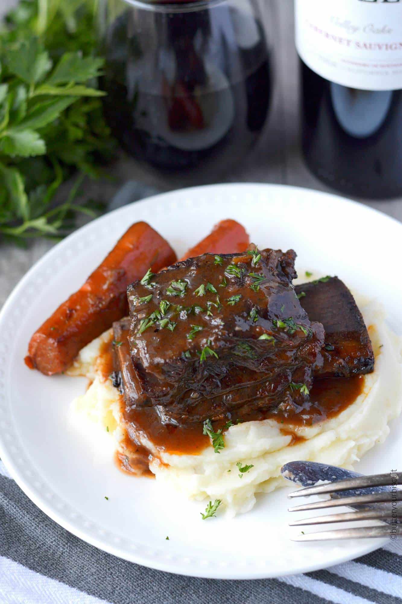 Short Ribe Braised In Red Wine Butter Your Biscuit Recipe Beef