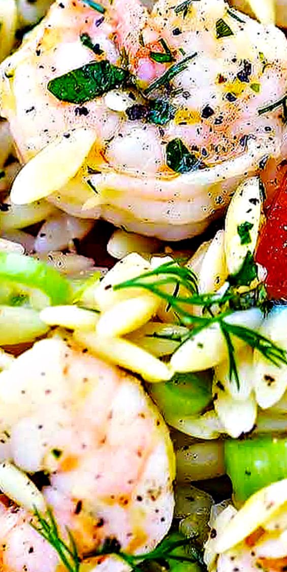 Shrimp Orzo Salad With Herb Vinaigrette Bowl Of Delicious Recipe