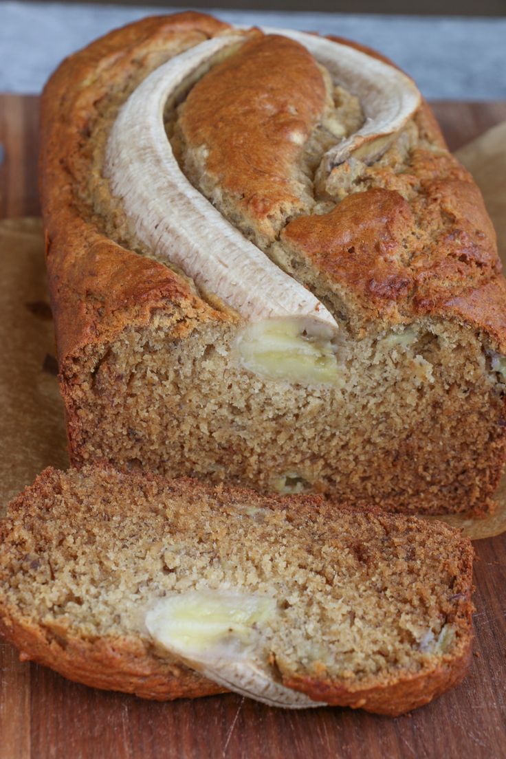 Simple And Delicious Banana Bread On A White Plate With Text Overlay