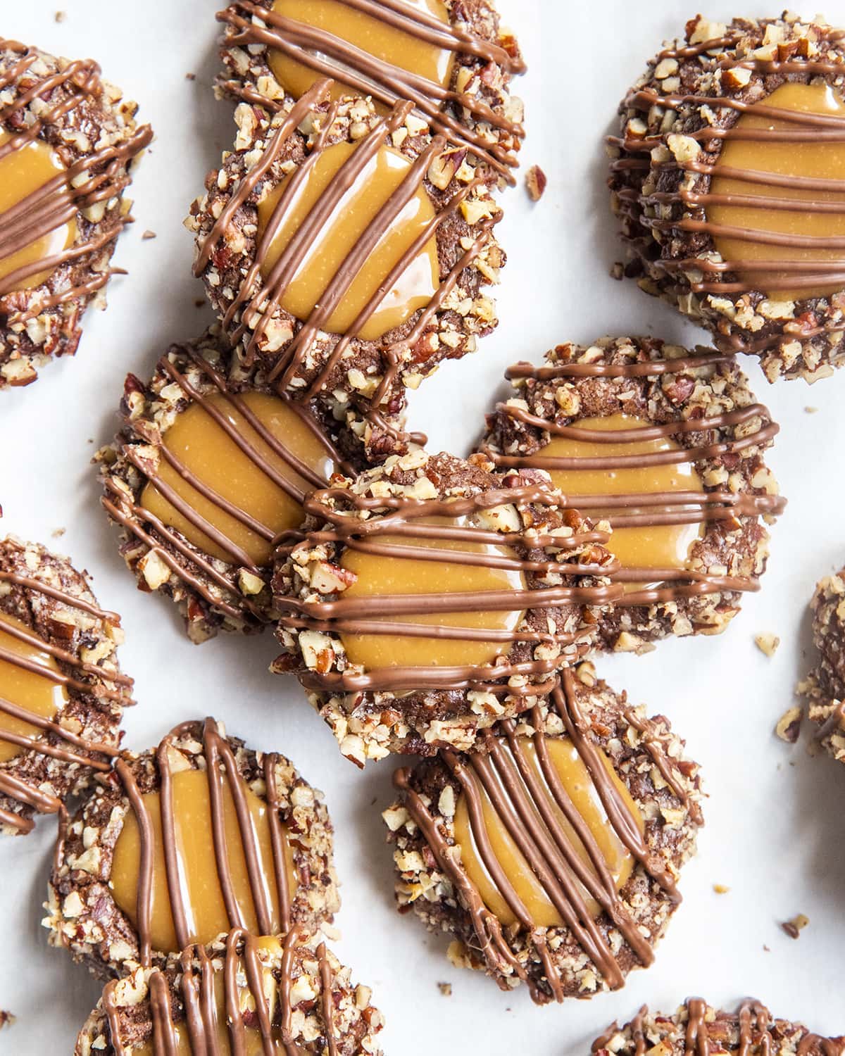 Skinny Chocolate Turtle Thumbprint Cookies The Skinny Fork