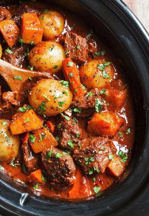 Slow Cooker Beef Stew Recipe With Butternut Carrot And Potatoes Eatwell101