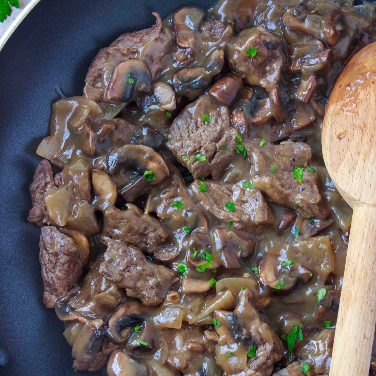 Slow Cooker Chopped Steak With Onion Mushroom Gravy The Midnight Baker