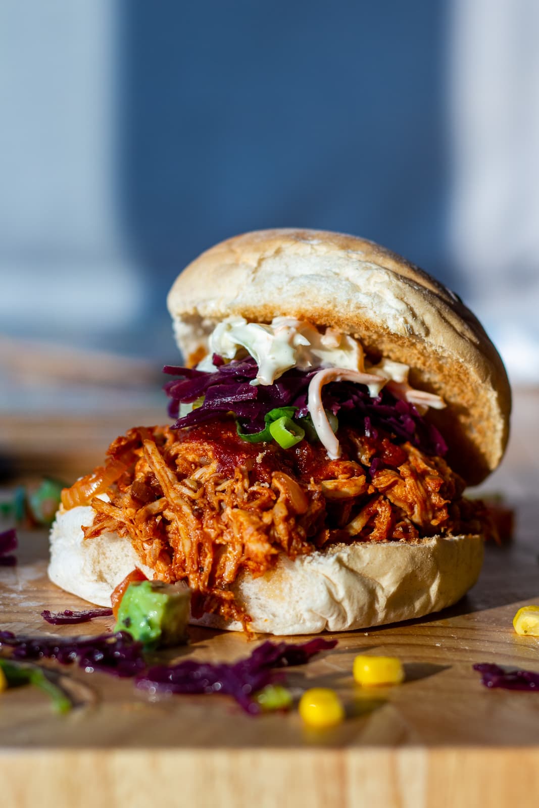 Slow Cooker Pulled Chicken Sandwich