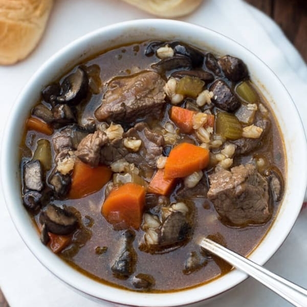 Slow Cooker Vegetable Beef Barley Soup Valerie S Kitchen