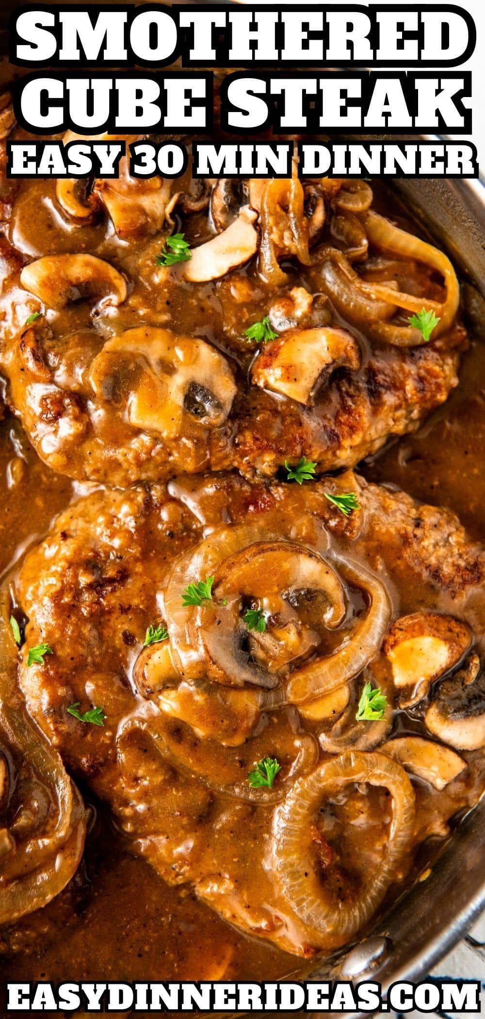 Smothered In A Rich Brown Gravy With Mushrooms And Onions This