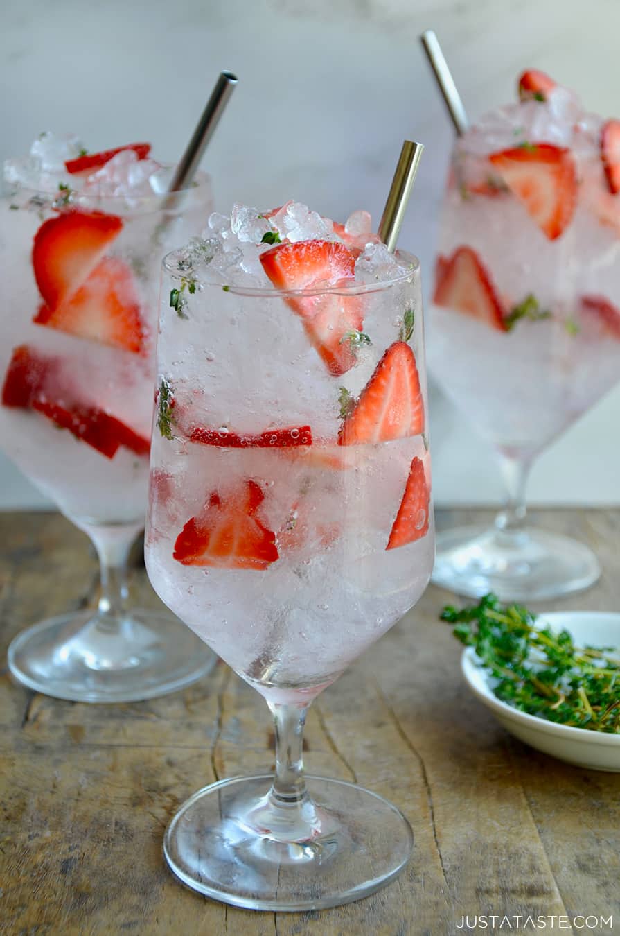 Sparkling Strawberry Cocktail Or Mocktail Just A Taste