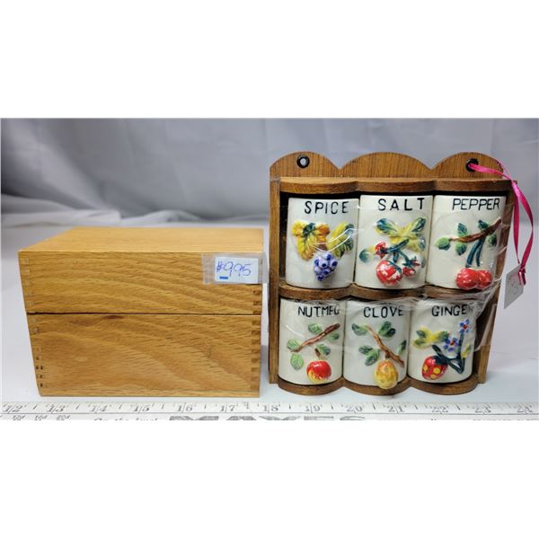 Spice Rack Made In Japan And Oak Recipe Box Schmalz Auctions