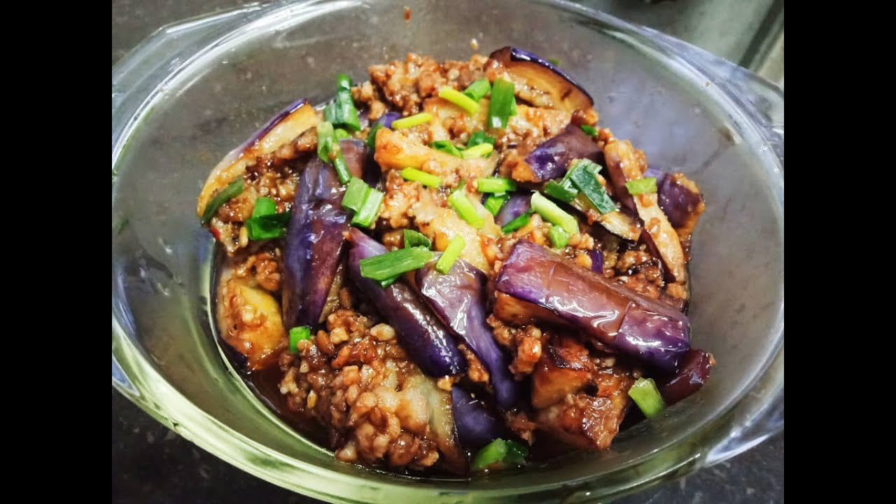 Spicy Eggplant With Minced Pork Easy Vegan Recipe Youtube