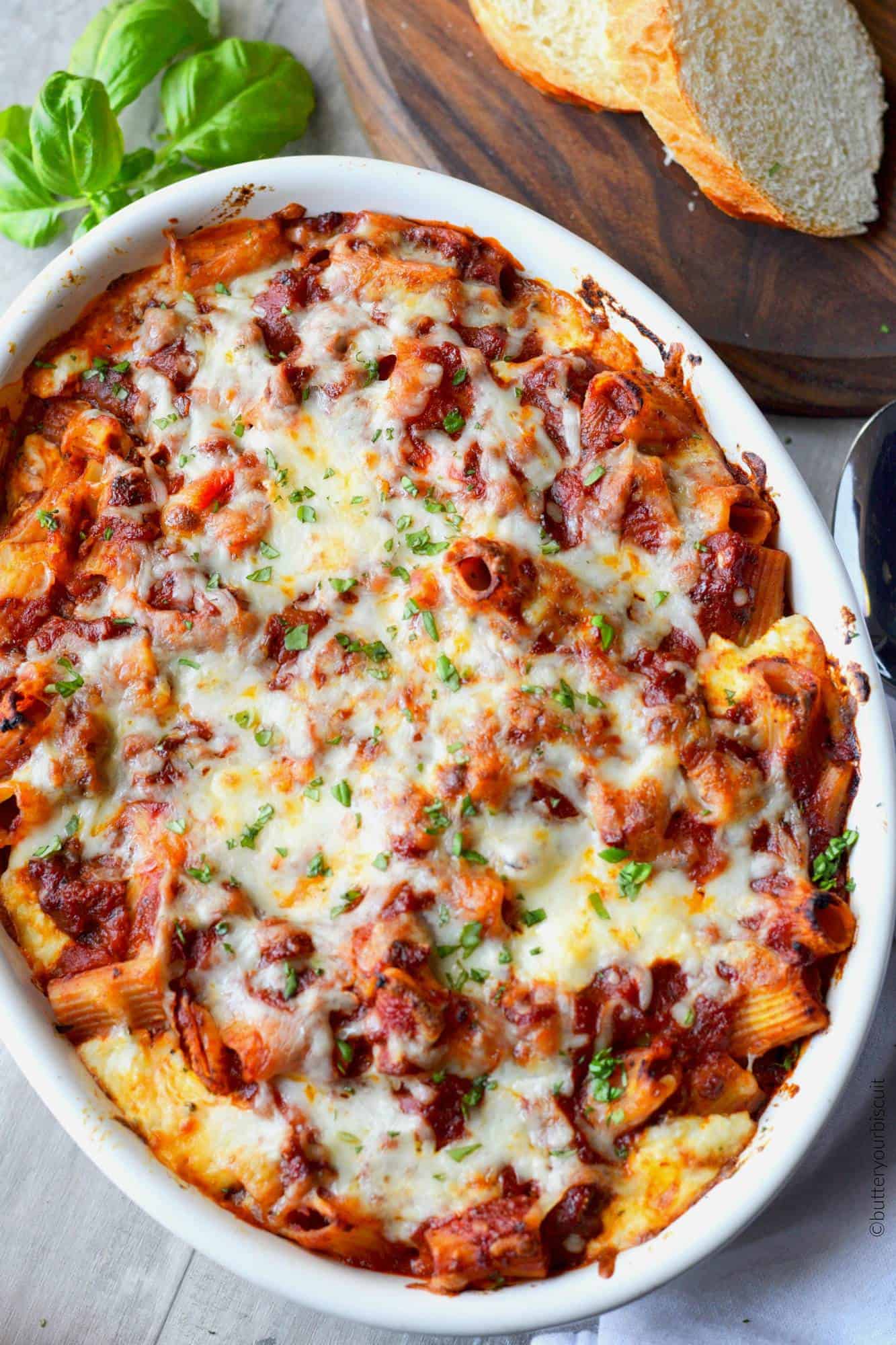 Spicy Italian Sausage Baked Ziti Butter Your Biscuit