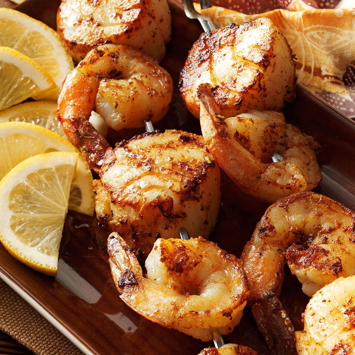 Spicy Shrimp N Scallop Skewers Recipe Taste Of Home