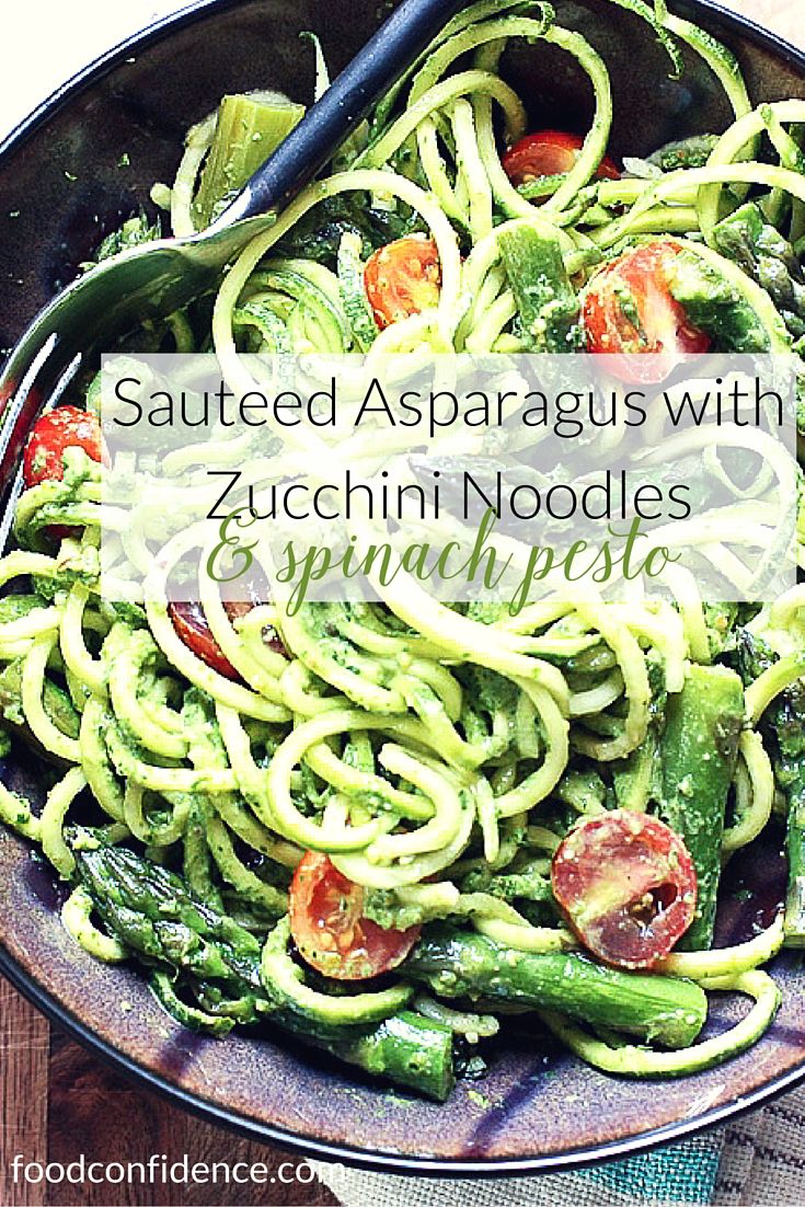 Spiralized Zucchini With Spinach Pesto