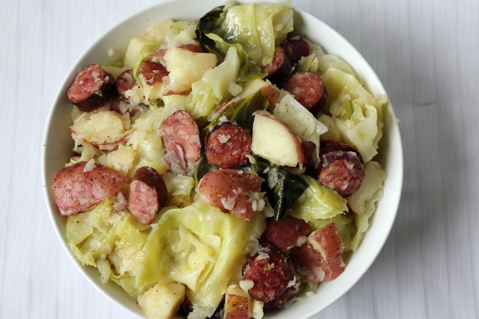 Steamed Cabbage Amp Smoked Sausage Just A Pinch Recipes