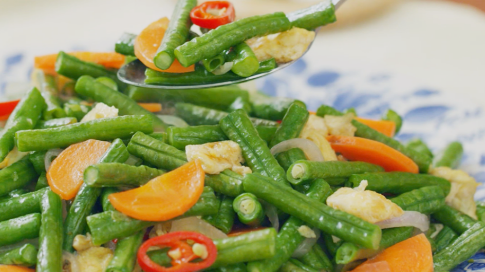 Stir Fried Long Beans With Egg Recipe Maggi Malaysia