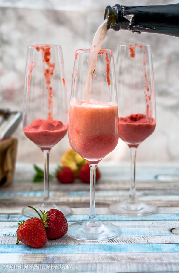 Summery Strawberries And Cream Sorbet Mimosas Are The Perfect Quick And