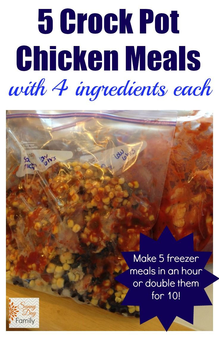 Sunny Day Family 5 Crock Pot Chicken Meals With 4 Ingredients Each