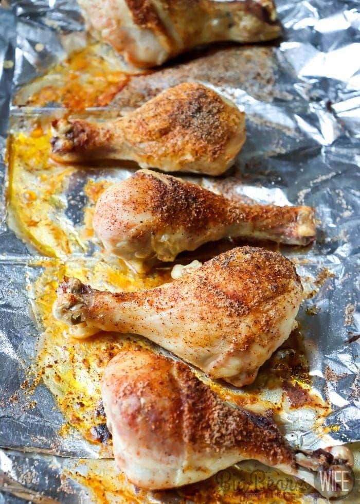 Super Simple Cajun Baked Chicken Legs