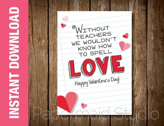 Teacher Valentine Amp 39 S Day Card Printable Teacher Valentine Etsy Canada