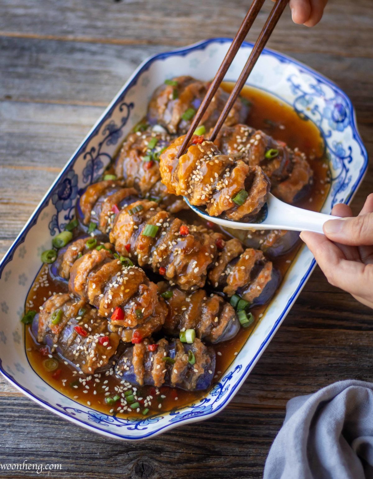 The Best And Easy Stuffed Eggplant With Vegan Pork Woonheng