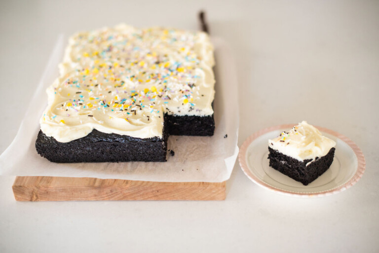 The Best Chocolate Sheet Cake With Vanilla Buttercream Cake By Courtney