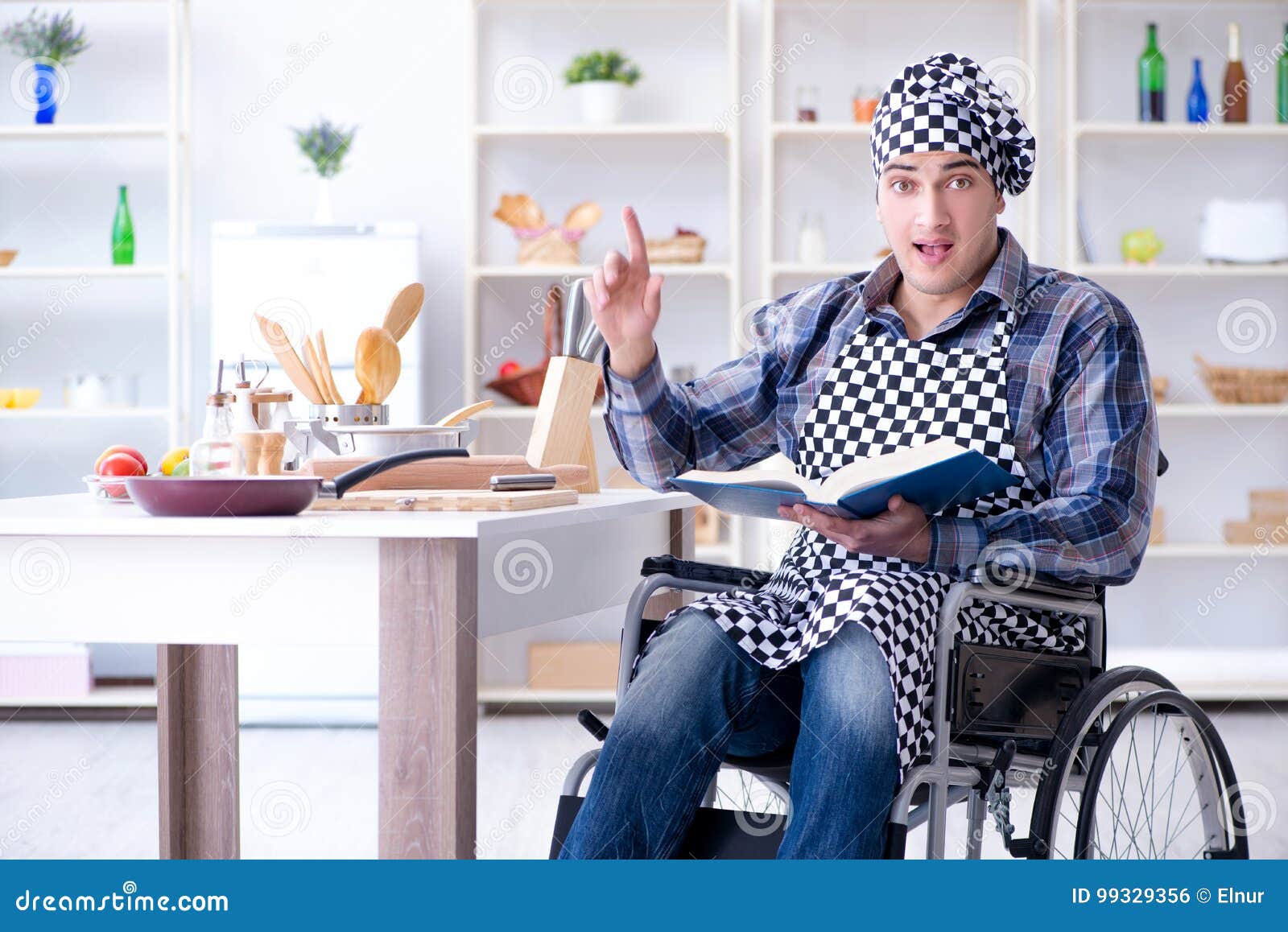 The Young Man Cook With Book Of Food Recipes Stock Photo Image Of