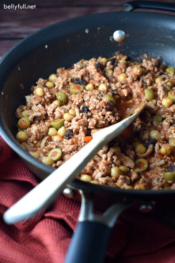 This Picadillo Recipe Is Made With Raisins Tomato Sauce Olives Beans