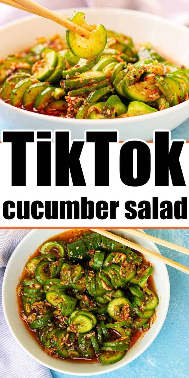 Tik Tok Korean Cucumber Salad Spicy Cucumber Salad Asian