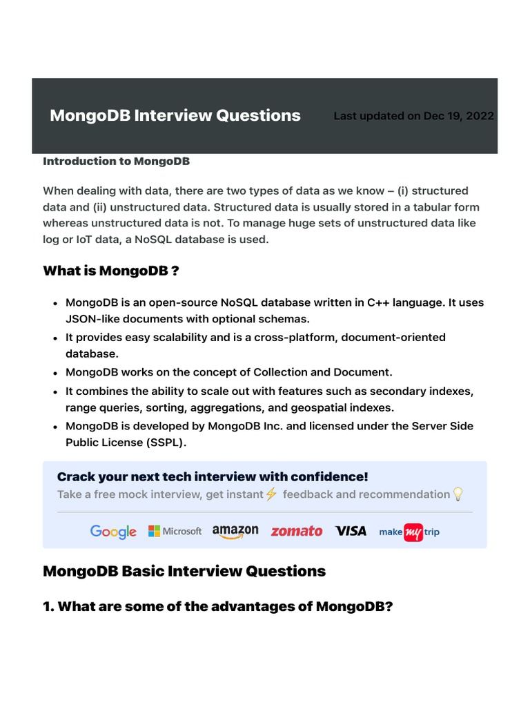 Top 50 Most Asked Mongodb Interview Questions You Must Know