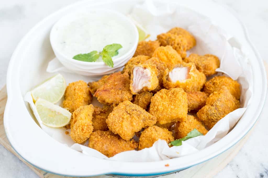 Tortilla Chips Crusted Baked Fish Bites Recipe The Flavours Of