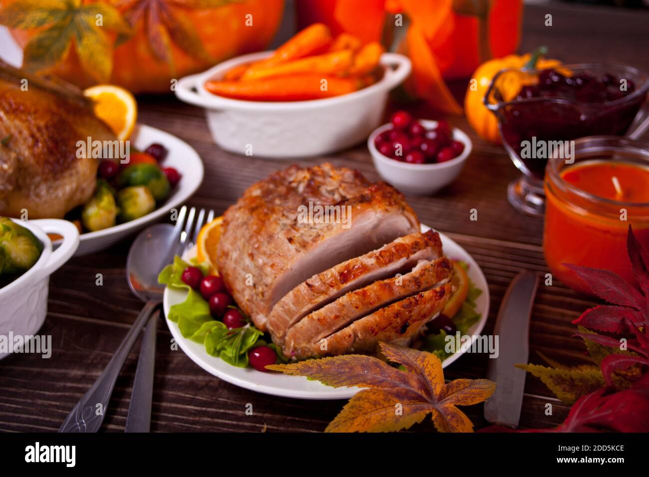 Traditional Sliced Honey Glazed Ham For Festive Christmas Or Thanksgiving Table Gourmet Food