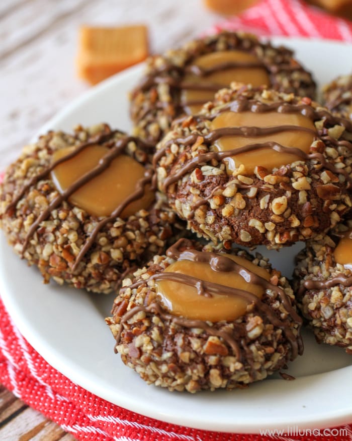 Turtle Thumbprint Cookies With Caramel Pecans Lil Luna