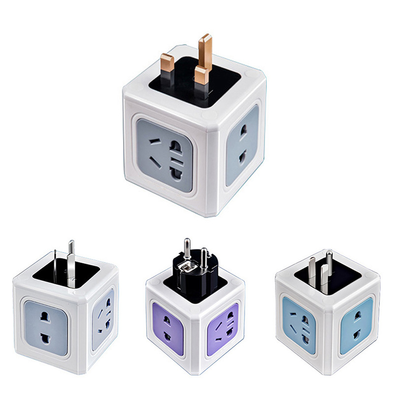 Universal Extended Power Socket Cn Us Eu Uk Plug Magic Cube Shaped