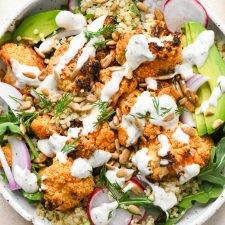 Vegan Buffalo Roasted Cauliflower Bowls Nyssa S Kitchen