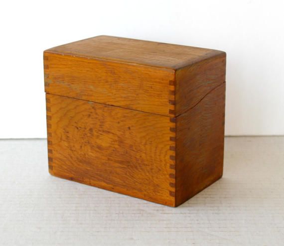 Vintage Oak Dovetailed Recipe Box Stock Image Image Of Store Message