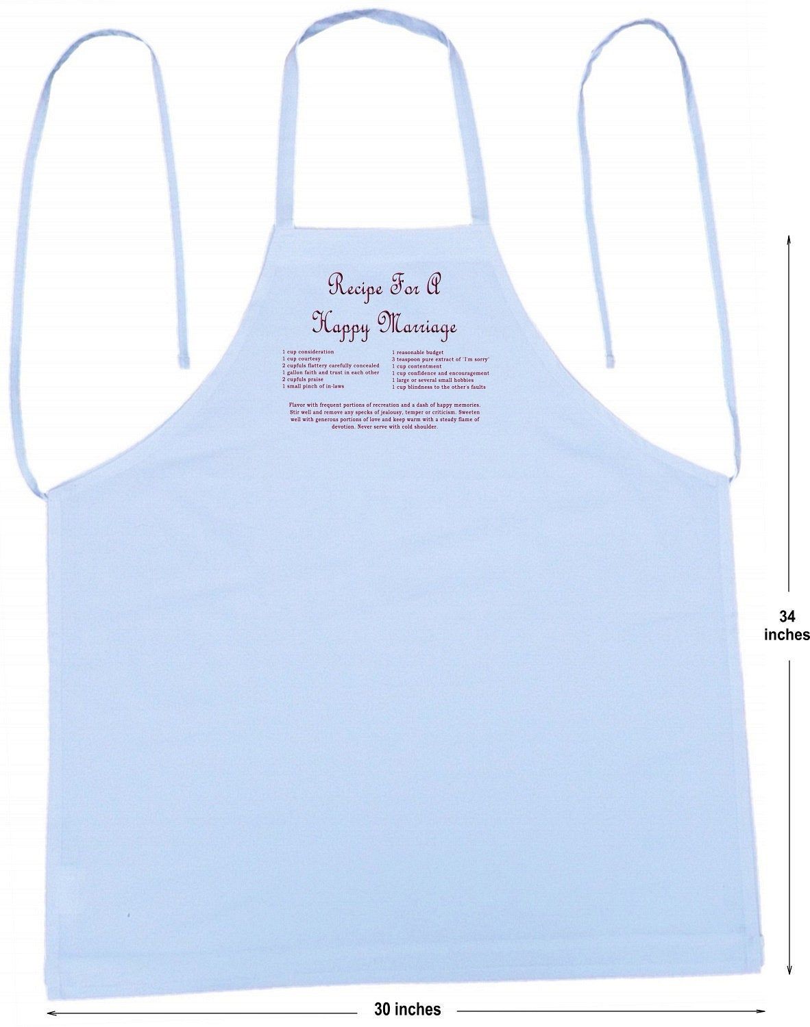 Wedding Gift Aprons Recipe For A Happy Marriage White Chef Apron With Extra Long Ties