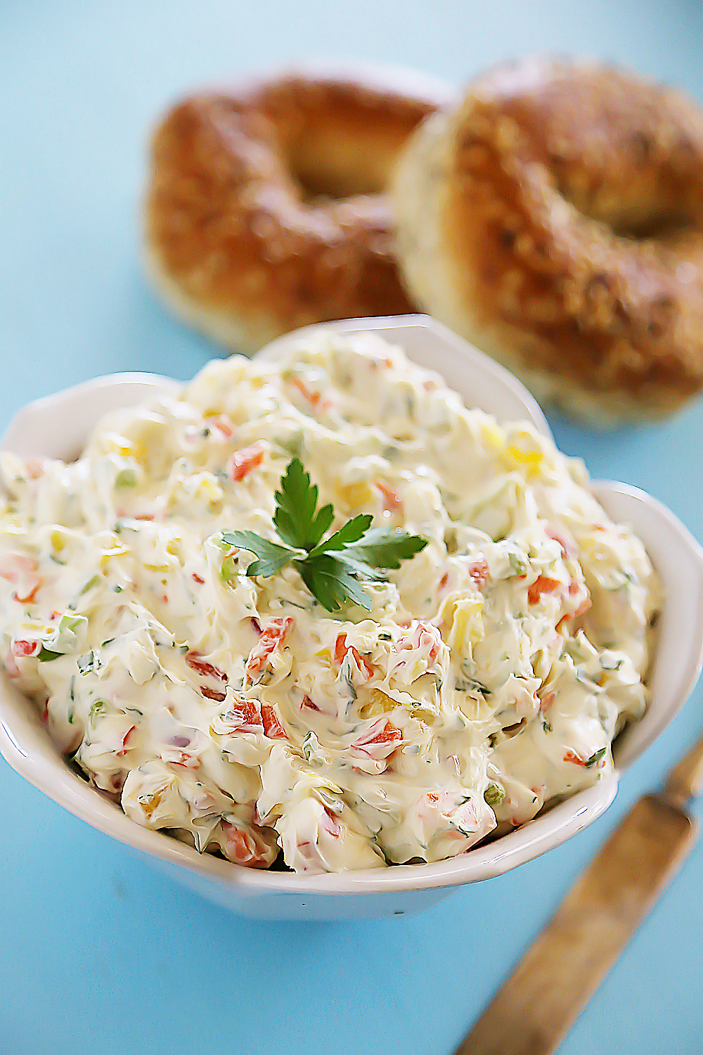 Whipped Garlic Veggie Cream Cheese The Comfort Of Cooking