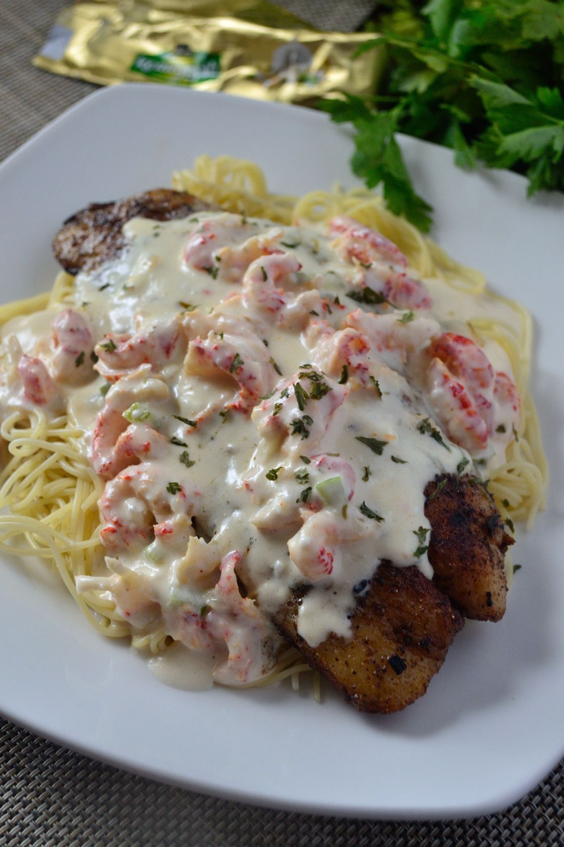 Yummy Fixins Blackened Red Snapper With Crawfish Cream Sauce